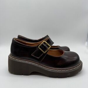 Meizudongli MZDL Brown Chunky Platform Mary Jane Shoes Hand Made Size 225 US 5.5